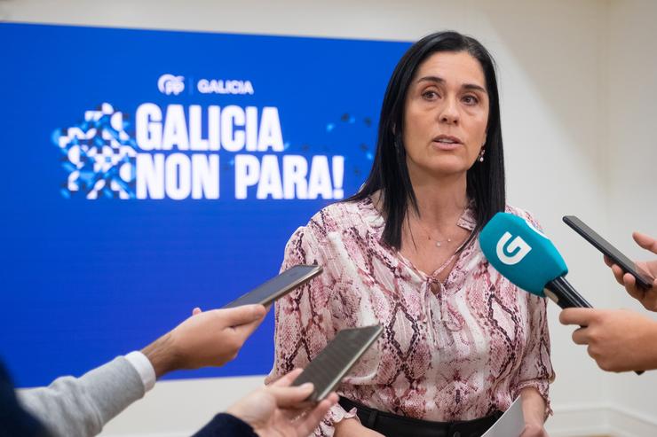 A secretaria xeral do PPdeG, Paula Prado, en declaracións aos medios 