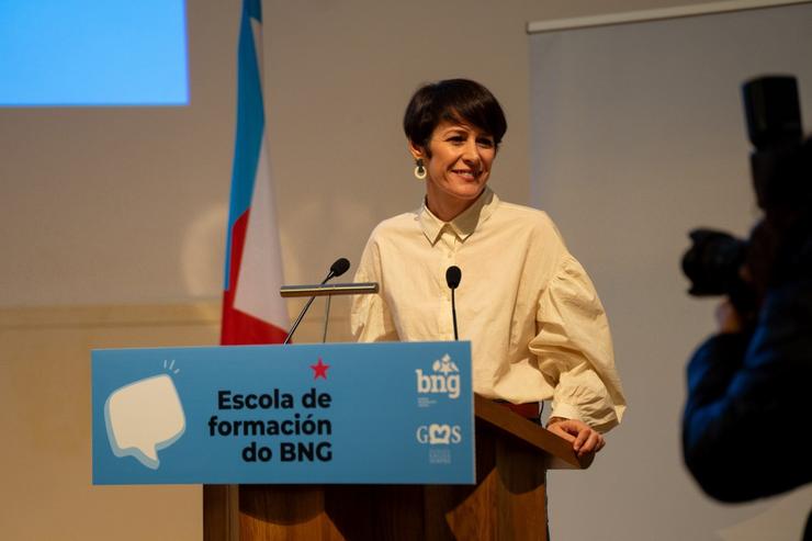 A portavoz nacional do BNG, Ana Pontón, durante unha xornada de formación organizada en Santiago en colaboración coa Fundación Galiza Sempre 