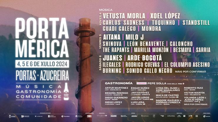 Cartel por días do festival PortAmérica 2024.. PORTAMÉRICA 