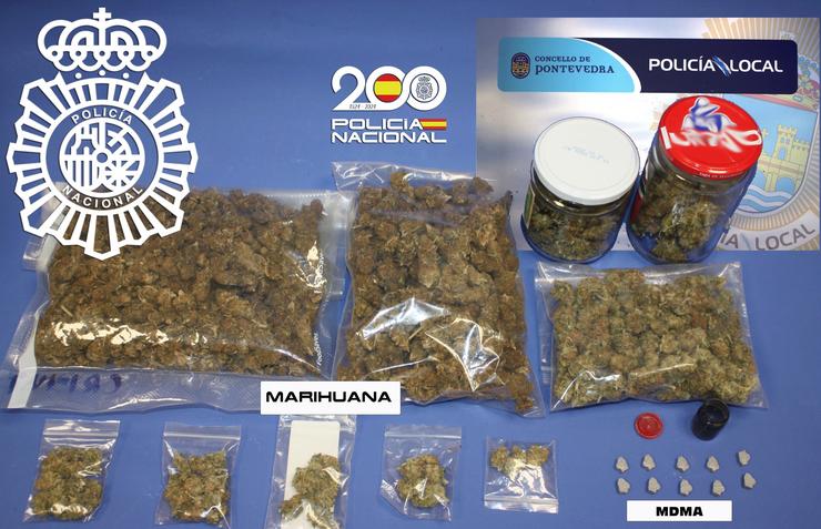 Detido un mozo veciño de Pontevedra por vender marihuana e MDMA no seu domicilio.. POLICÍA NACIONAL/POLICÍA LOCAL DE PONTEVEDRA / Europa Press