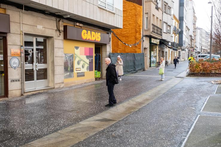 Rua Concheiros en Santiago de Compostela, zona onde foi auxiliada unha muller de 38 anos tras ser apuñalada pola súa parella na madrugada do 14 de decembro de 2023.. ARXINA 