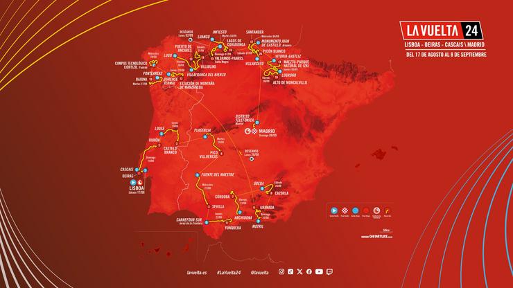 Mapa do percorrido da edición 2024 da Volta Ciclista a España. UNIPUBLIC - Arquivo 