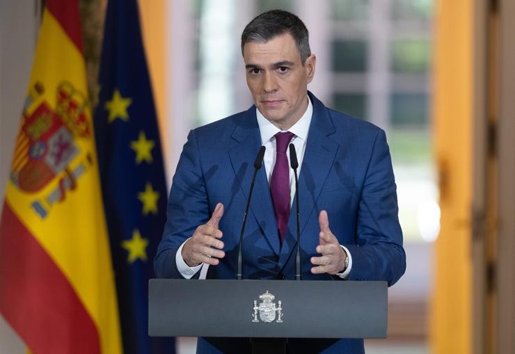 O presidente do Goberno, Pedro Sánchez, comparece tras unha rolda de prensa posterior á reunión do Consello de Ministro /  Eduardo Parra