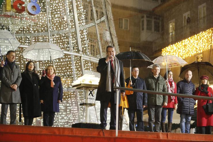 O alcalde de Vigo, Abel Caballero, durante o acto do apagado das luces de Nadal de Vigo / JAVIER VÁZQUEZ - EUROPA PRESS 