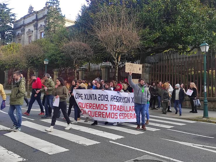 Concentración este martes fronte ao Parlamento de Galicia. / Europa Press