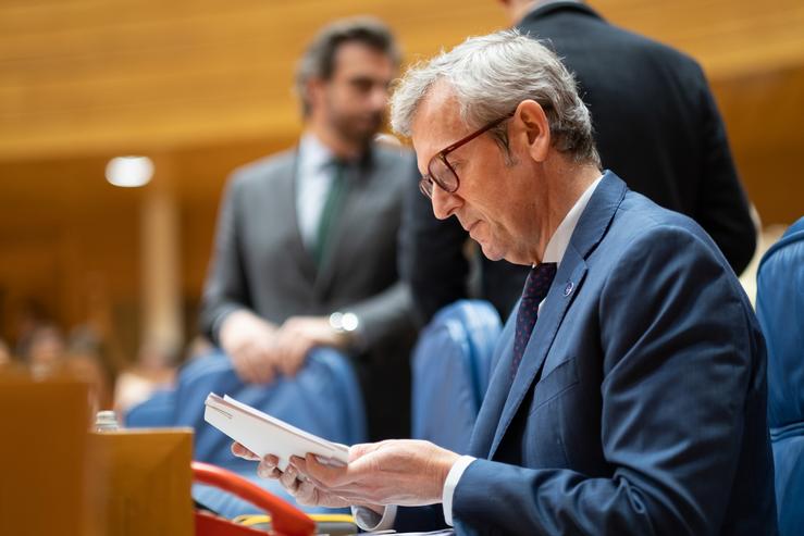 O presidente da Xunta, Alfonso Rueda, na sesión de control do Parlamento de Galicia. DAVID CABEZÓN / XUNTA / Europa Press