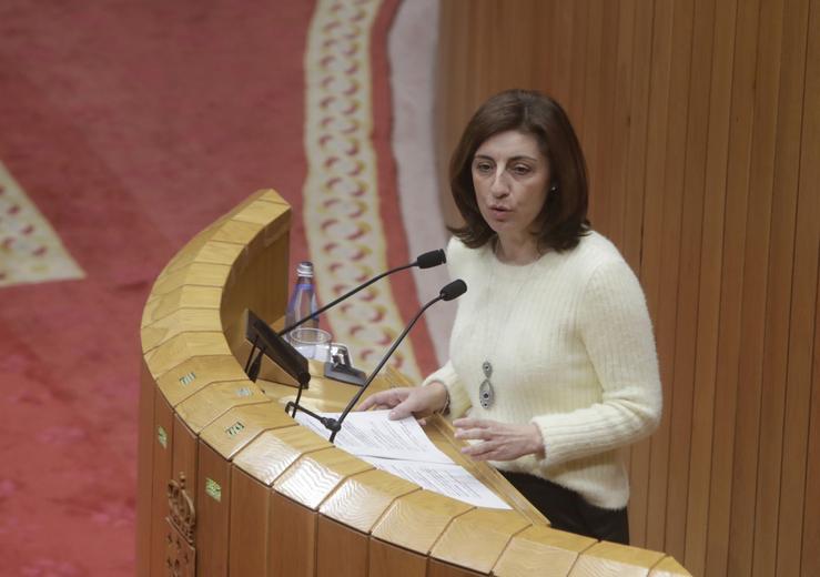 A conselleira de Medio Ambiente, Territorio e Vivenda, Ángeles Vázquez, durante a súa comparecencia no Parlamento galego. XUNTA