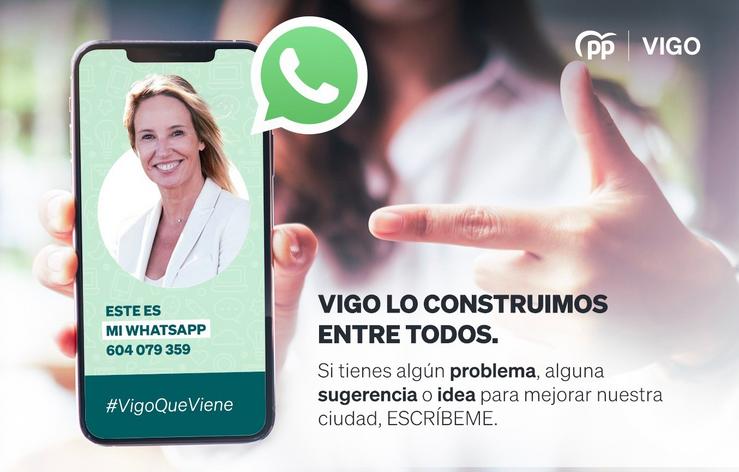 A candidata do PP á Alcaldía activa unha liña de WhatsApp para estar en contacto "directo" cos vigueses.. PP DE VIGO / Europa Press