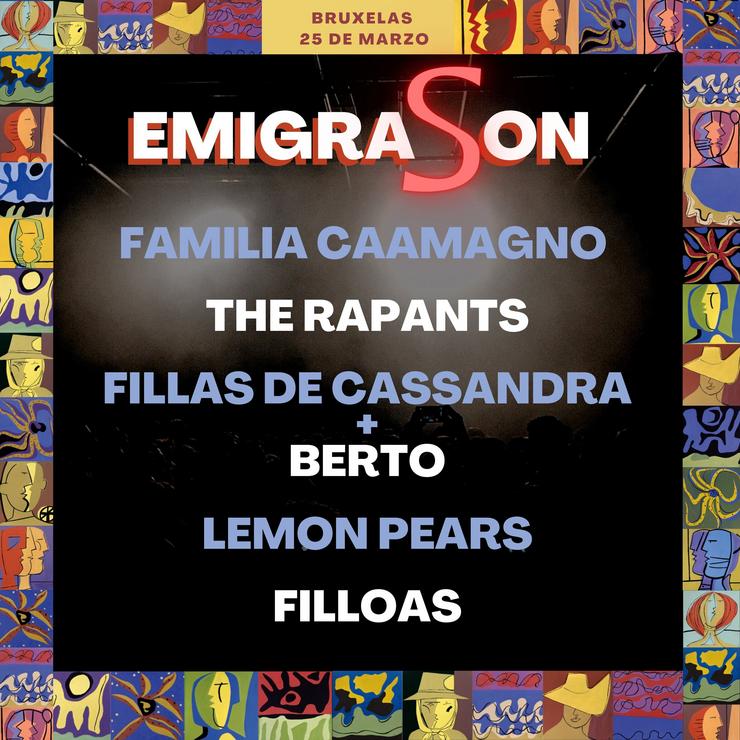 Cartel completo da primeira edición do EmigraSON, que terá lugar en Bruxelas os días 24 e 25 de marzo.. EMIGRASON / Europa Press