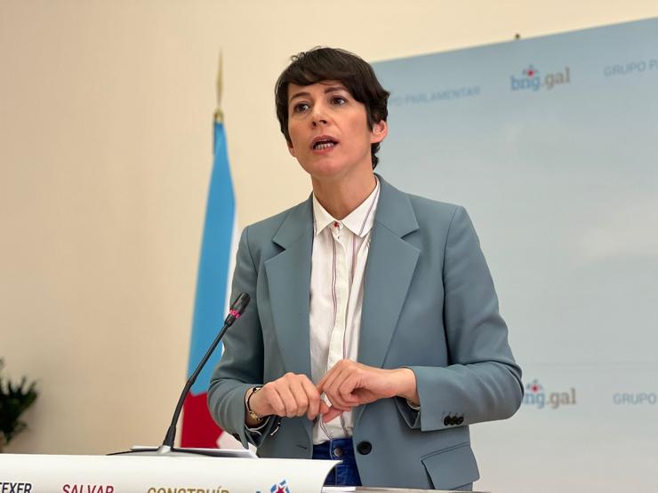 A portavoz nacional do BNG, Ana Pontón, en rolda de prensa este mércores no Parlamento de Galicia 