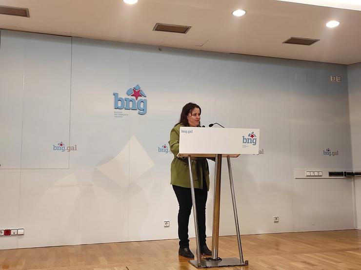 A eurodeputada do BNG Ana Miranda este venres nunha rolda de prensa na sede do BNG en Santiago / Europa Press