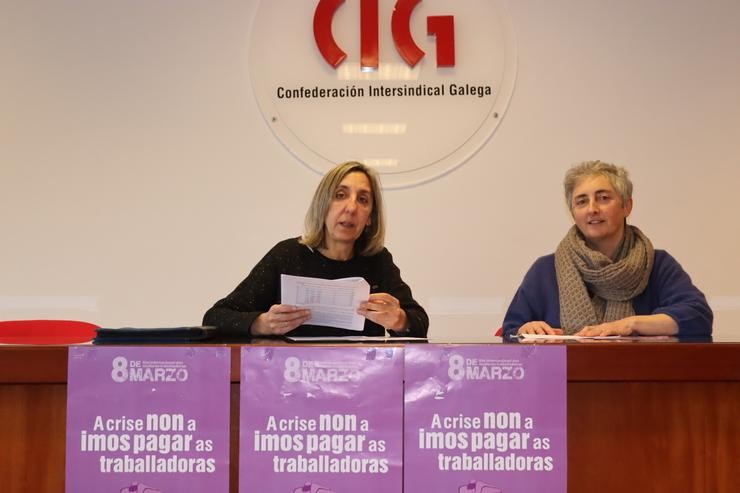 A economista Natividade López e a secretaria confederal de Mulleres dá CIG, Nicolasa Castro. CIG / Europa Press