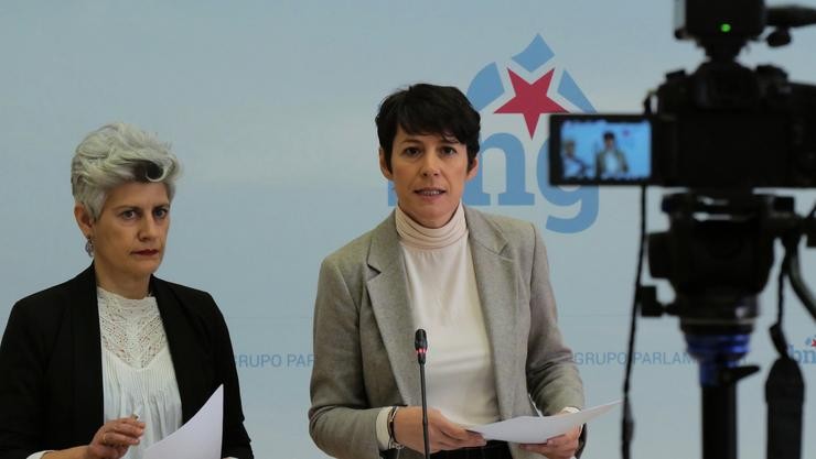 A portavoz nacional do BNG, Ana Pontón, en rolda de prensa coa portavoz de Cultura, Mercedes Queixas / Europa Press