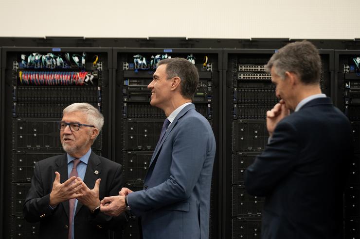 O presidente do Goberno, Pedro Sánchez, visita as instalacións dos supercomputadores Marenostrum 4 e 5 no Barcelona Supercomputing Center / Europa Press
