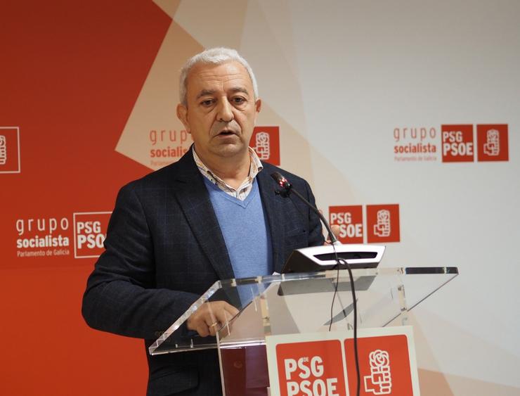 O portavoz parlamentario do PSdeG, Luís Álvarez, en rolda de prensa. PSDEG / Europa Press