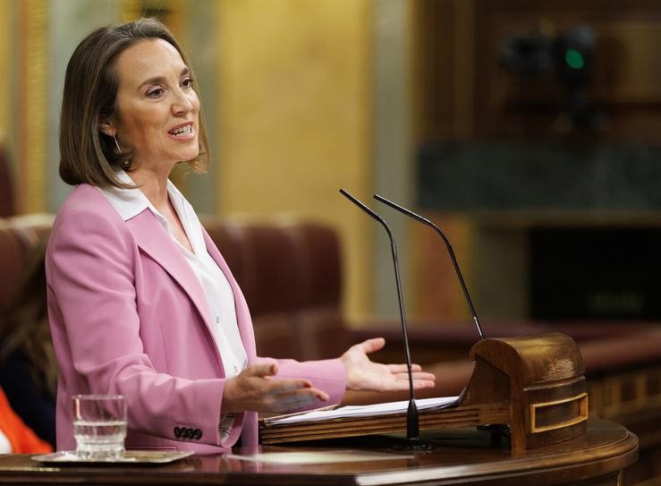 A portavoz do PP no Congreso, Cuca Gamarra, intervén durante a segunda sesión da moción de censura, no Congreso dos Deputados, a 22 de marzo de 2023, en Madrid (España). O Salón de Plenos do Congreso acolle a segunda sesión e posterior. Eduardo Parra - Europa Press / Europa Press