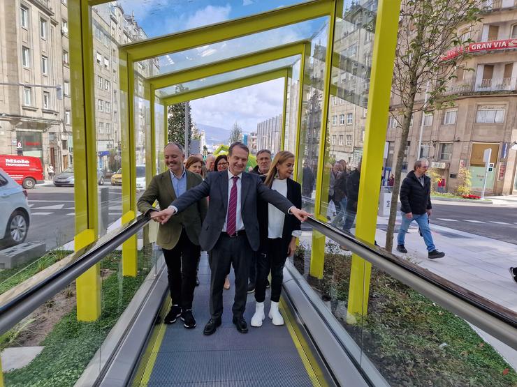 Abel Caballero na inauguración da segunda fase das ramplas mecánicas de Gran Vía / PEDRO DAVILA