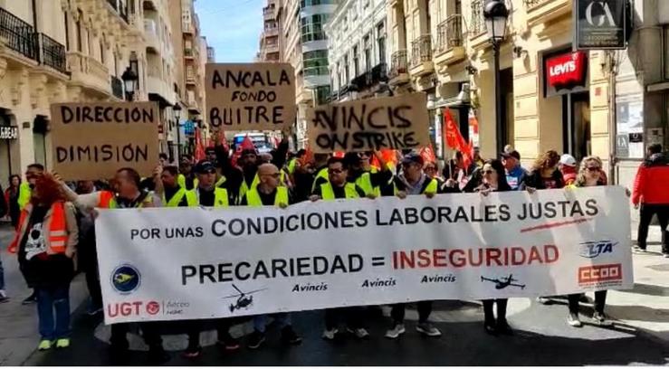 Imaxe dunha das protestas, fóra de Galicia, de traballadores de Avincis. COMITÉ / Europa Press