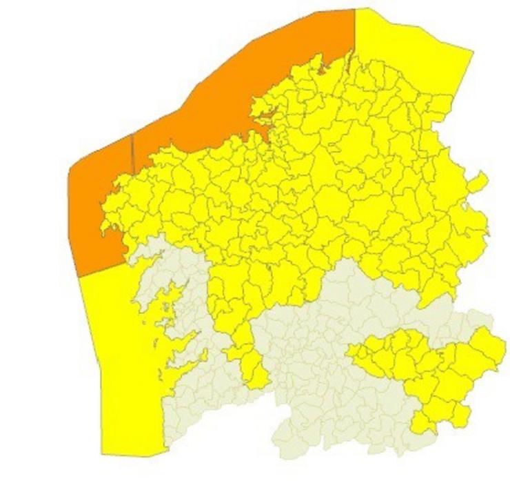 A costa galega permanecerá este xoves en aviso amarelo por vento 