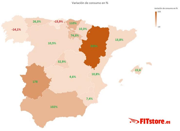 Mapa sobre o consumo de comida saudable en España / Fitstore.es