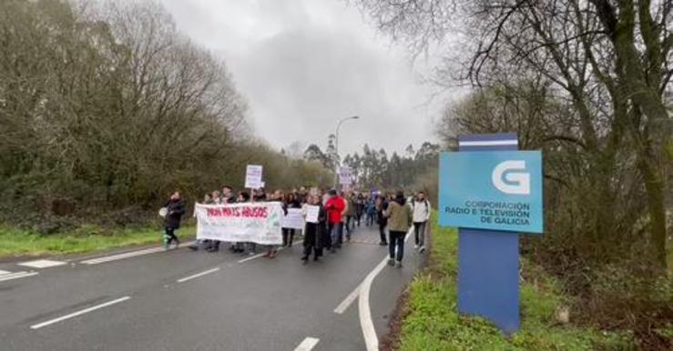 Protesta dos traballadores e traballadoras da CRTVG / Defende a Galega