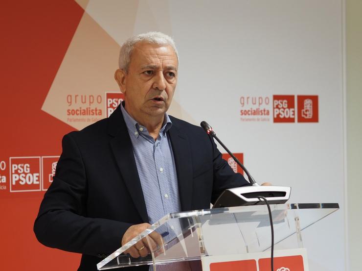 O portavoz parlamentario do PSdeG, Luís Álvarez, en rolda de prensa. PSDEG / Europa Press