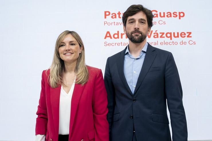 Arquivo - A coordinadora autonómica de Cidadáns e portavoz do Grupo Parlamentario, Patricia Guasp, e o portavoz de Cidadáns no Parlamento Europeo, Adrián Vázquez.. A. Pérez Meca - Europa Press - Arquivo 