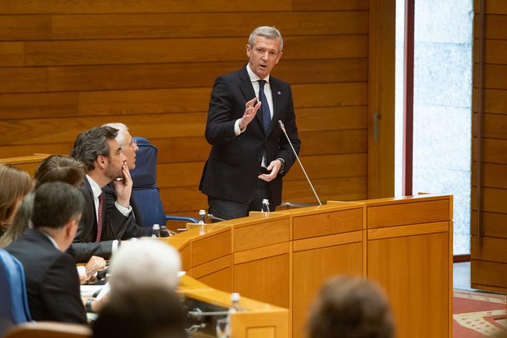 O presidente da Xunta, Alfonso Rueda, na sesión de control ao Goberno galego do Parlamento de Galicia.. XUNTA / Europa Press