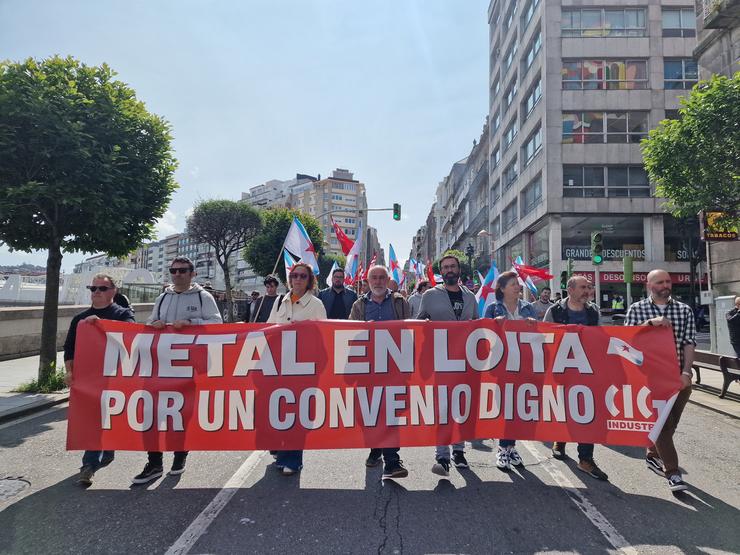 Imaxe da manifestación do sector do metal este xoves en Vigo.. PEDRO DAVILA-EUROPA PRESS