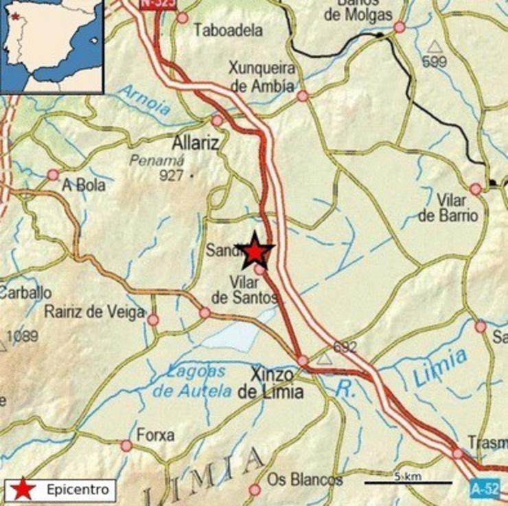 Terremoto rexistrado en Sandiás 