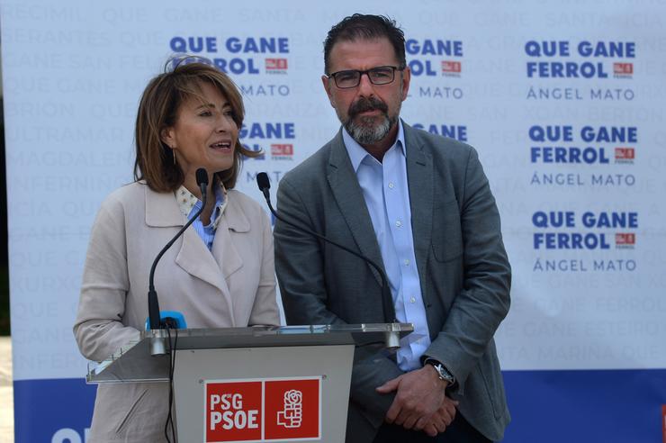 A ministra de Transportes, Raquel Sánchez, en Ferrol xunto ao alcalde e candidato á reelección, Ángel Mato 