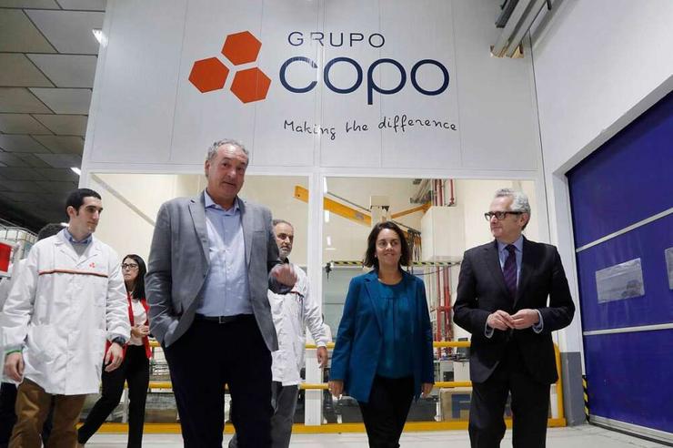 Patricia Argerey Vilar, directora da Axencia Galega de Innovación (Gain), nunha visita ao Grupo Copo, xunto ao seu CEO, José Antonio Rodríguez Estévez / Xunta