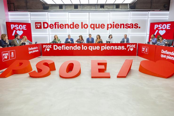 Reunión da Comisión Executiva Federal do PSOE ao día seguinte das eleccións autonómicas e municipais do 28 de maio, na sede do partido na rúa Ferraz.. EVA ERCOLANESE 