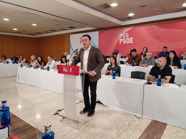 O secretario xeral do PSdeG, Valentín González Formoso, intervén ante o comité nacional / Europa Press