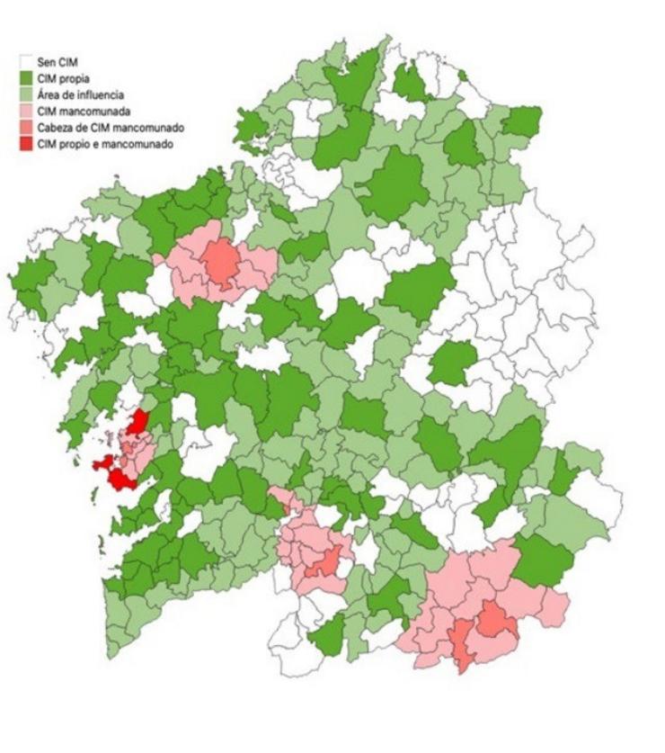 Mapa de CIM en Galicia. FEGAMP / Europa Press