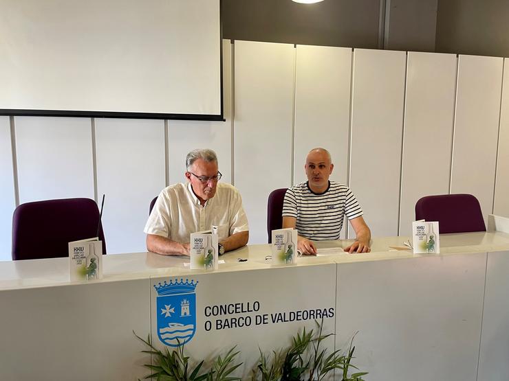 Alfredo García e José R. Rodríguez Castellanos na presentación da XXIV Feira do Viño de Valdeorras. Foto: Prensa CRDO Valdeorras.