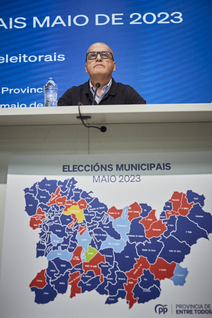 O presidente provincial do PP, Manuel Baltar, tras a xunta directiva. / Europa Press