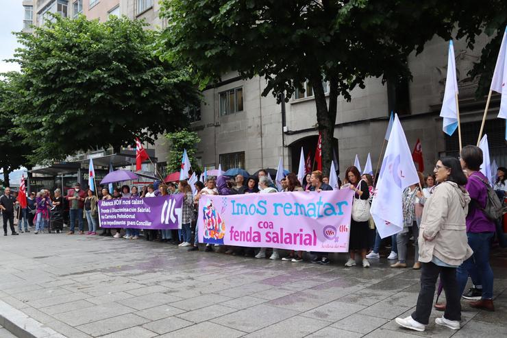 Delegados sindicais da CIG protestan polos incumprimentos en materia de igualdade e a "inacción" de Inspección.. CIG / Europa Press
