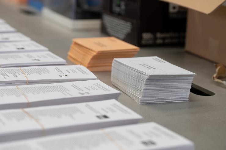 Material electoral para as próximas eleccións xerais do 23 de xullo no almacén de urnas, a 18 de xullo de 2023, en Barcelona, Catalunya.. David Zorrakino - Europa Press