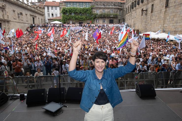 A portavoz nacional do Bloque Nacionalista Galego, Ana Pontón, participa nunha marcha convocada polo seu partido que parte da Alameda, a 25 de xullo de 2023, en Santiago de Compostela, A Coruña, Galicia (España). Como cada 25 de xullo, coa celebrac. César Arxina - Europa Press / Europa Press