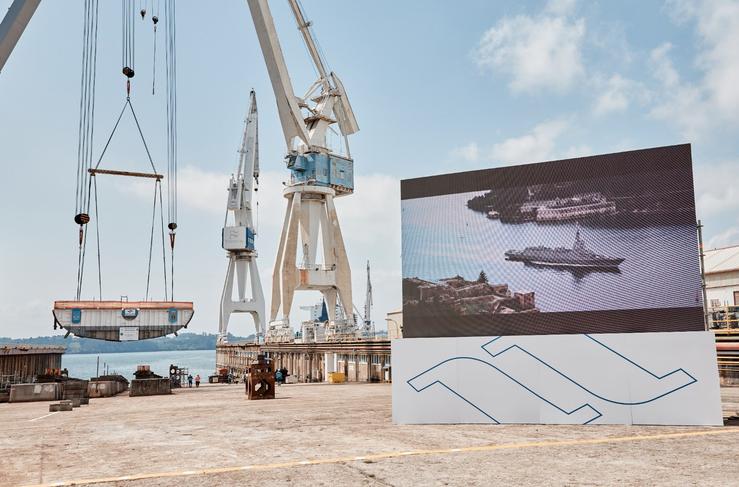 Colocada na bancada de Navantia Ferrol a quilla da primeira das fragatas da serie F-110 / NAVANTIA