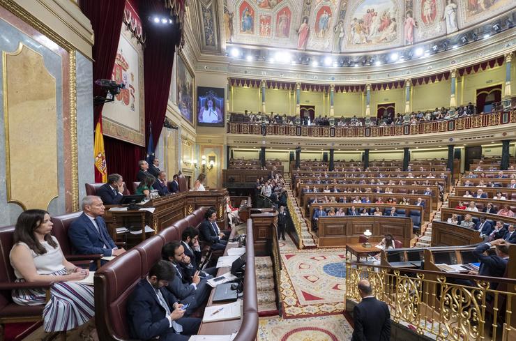 Vista do hemiciclo durante a Sesión Constitutiva da XV Lexislatura no Congreso dos Deputados, a 17 de agosto de 2023 