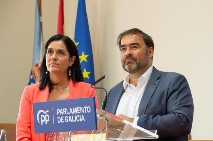 A secretaria xeral do PPdeG, Paula Prado, e o portavoz parlamentario, Alberto Pazos 