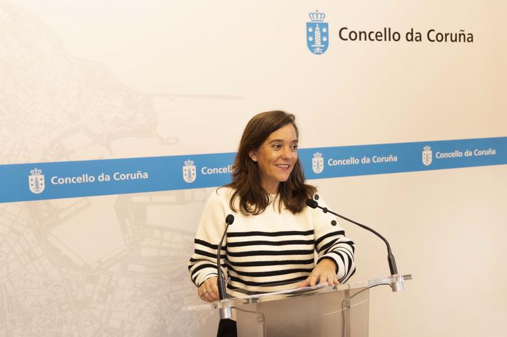 A alcaldesa da Coruña, Inés Rei, ofrece unha rolda de prensa sobre asuntos locais. ANDY PÉREZ / Europa Press
