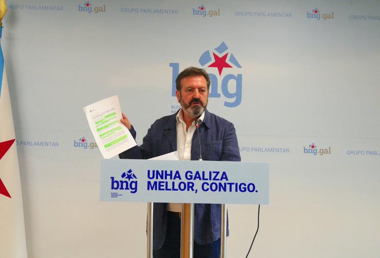 O deputado do BNG Luís Bará en rolda de prensa. BNG / Europa Press