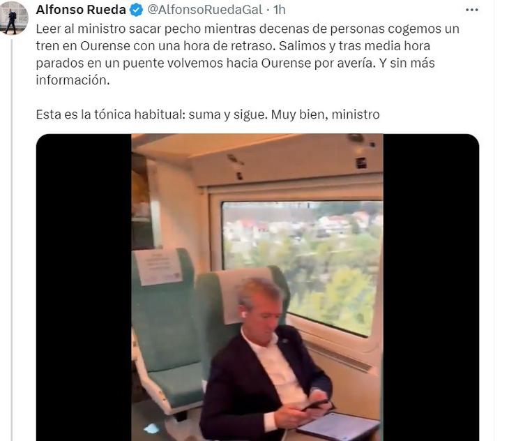 Mensaxe publicada o presidente da Xunta, Alfonso Rueda, na rede social 