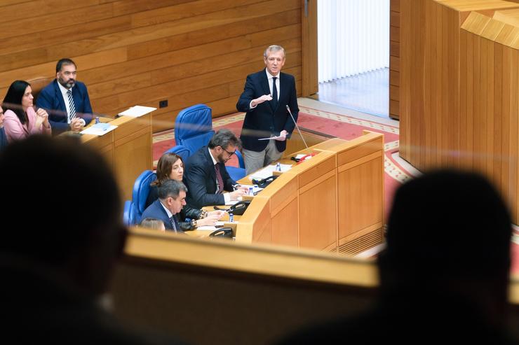 O presidente da Xunta, Alfonso Rueda, na sesión de control do Parlamento de Galicia / DAVID CABEZON @ XUNTA - Arquivo