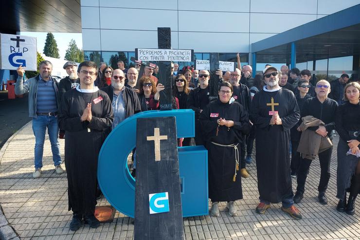 Concentración en San Marcos con motivo da 11ª xornada de folga na CRTVG. COMITÉ INTERCENTROS CRTVG