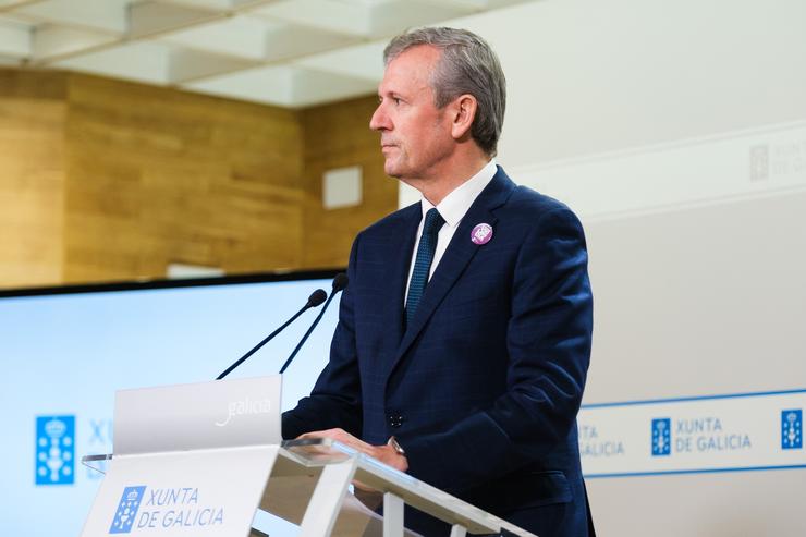 O presidente da Xunta, Alfonso Rueda, comparece tras o Consello do 25 de novembro de 2024.. XUNTA / Europa Press
