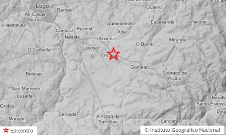 Tremor rexistrado no Corgo / INSTITUTO XEOGRÁFICO NACIONAL